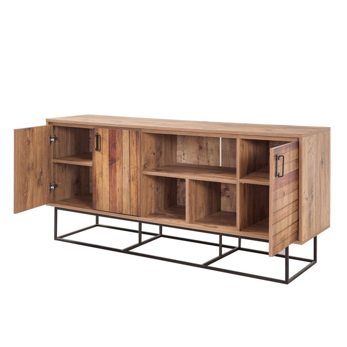 Hanah Home Consola 751, Mueble Moderno Industrial Rústico, Negro, Melamina y Metal, 180x80x40 cm